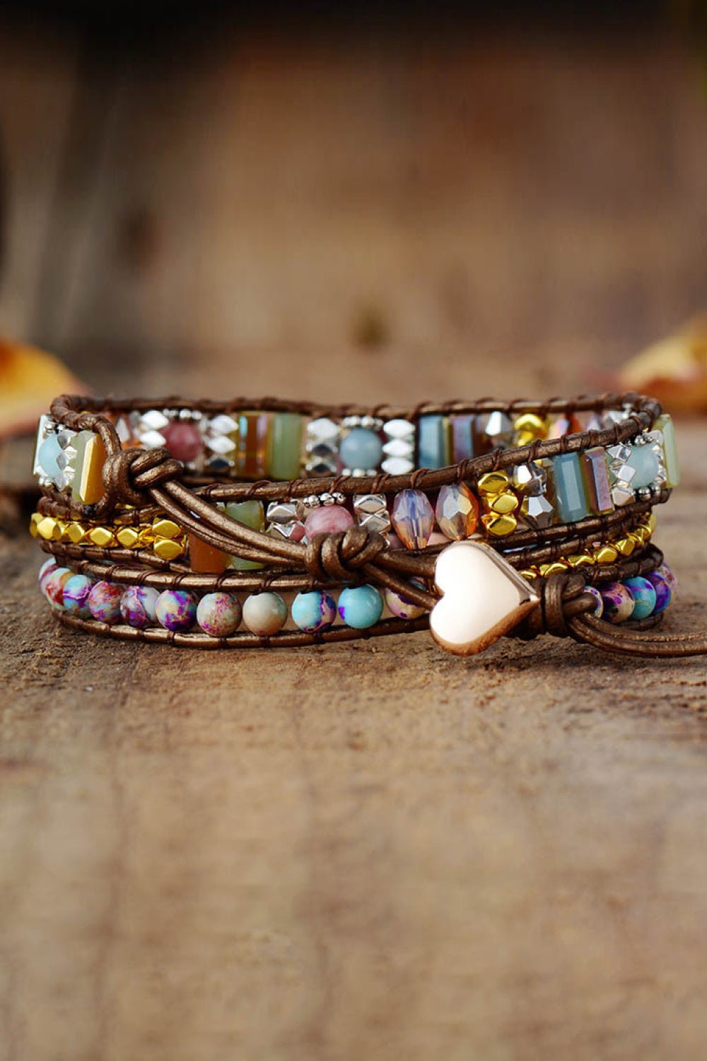 Handmade Crystal Beaded Natural Stone Bracelet - Coolpeacock