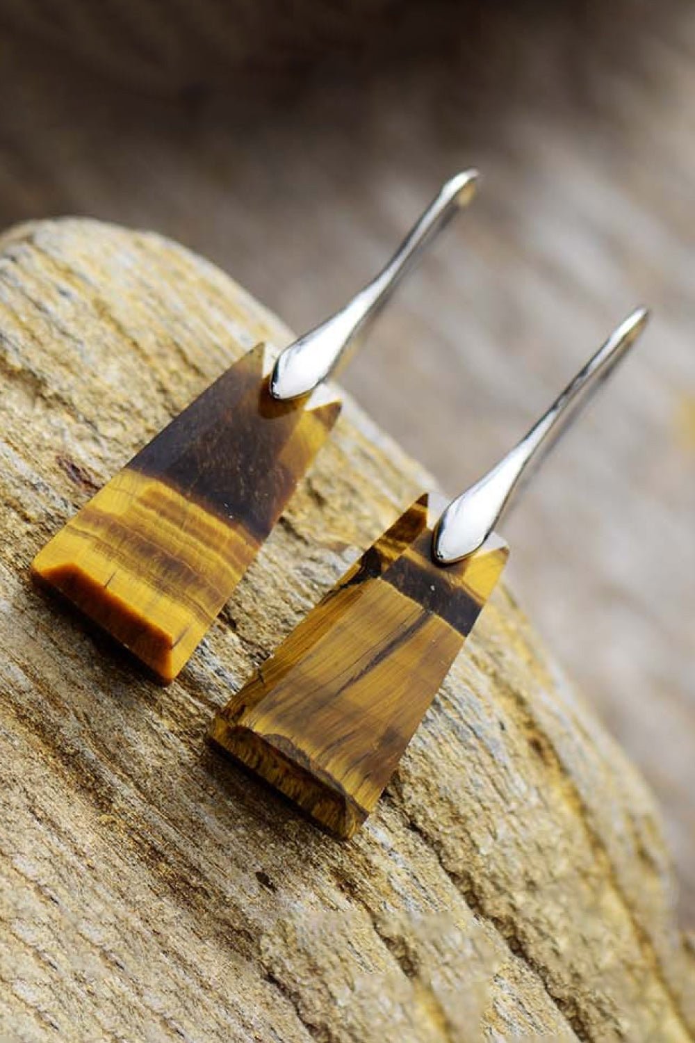 Handmade Geometrical Shape Natural Stone Dangle Earrings - Coolpeacock