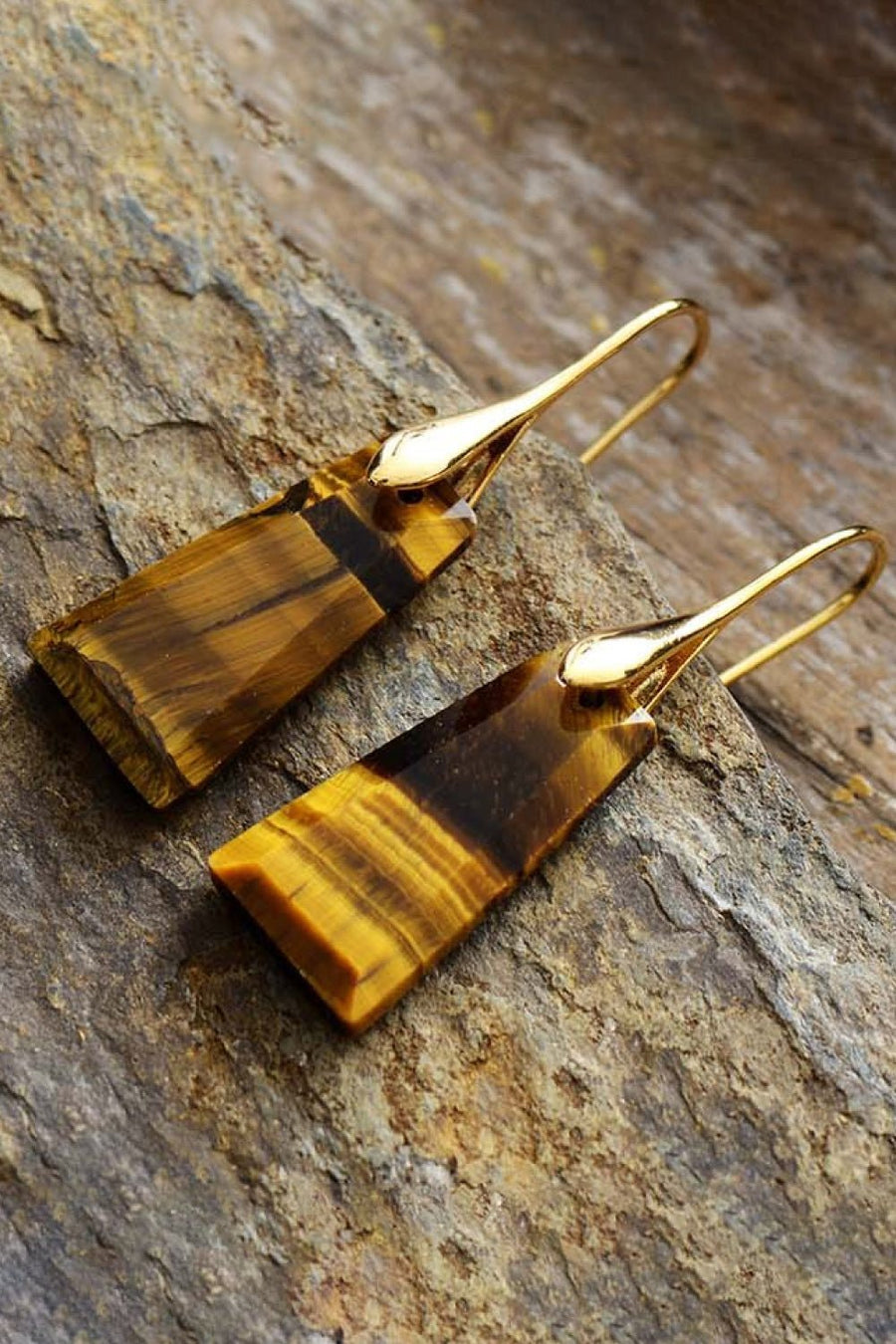 Handmade Geometrical Shape Natural Stone Dangle Earrings - Coolpeacock