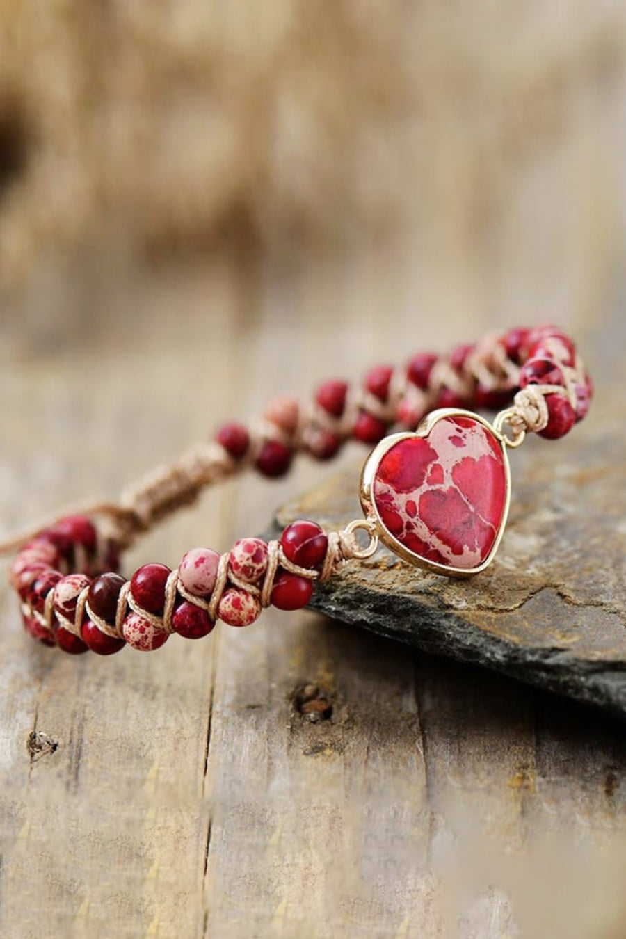 Handmade Heart Shape Natural Stone Bracelet - Coolpeacock