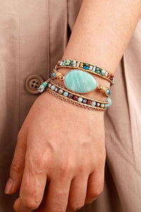 Handmade Natural Stone Beaded Triple Layer Bracelet - Coolpeacock