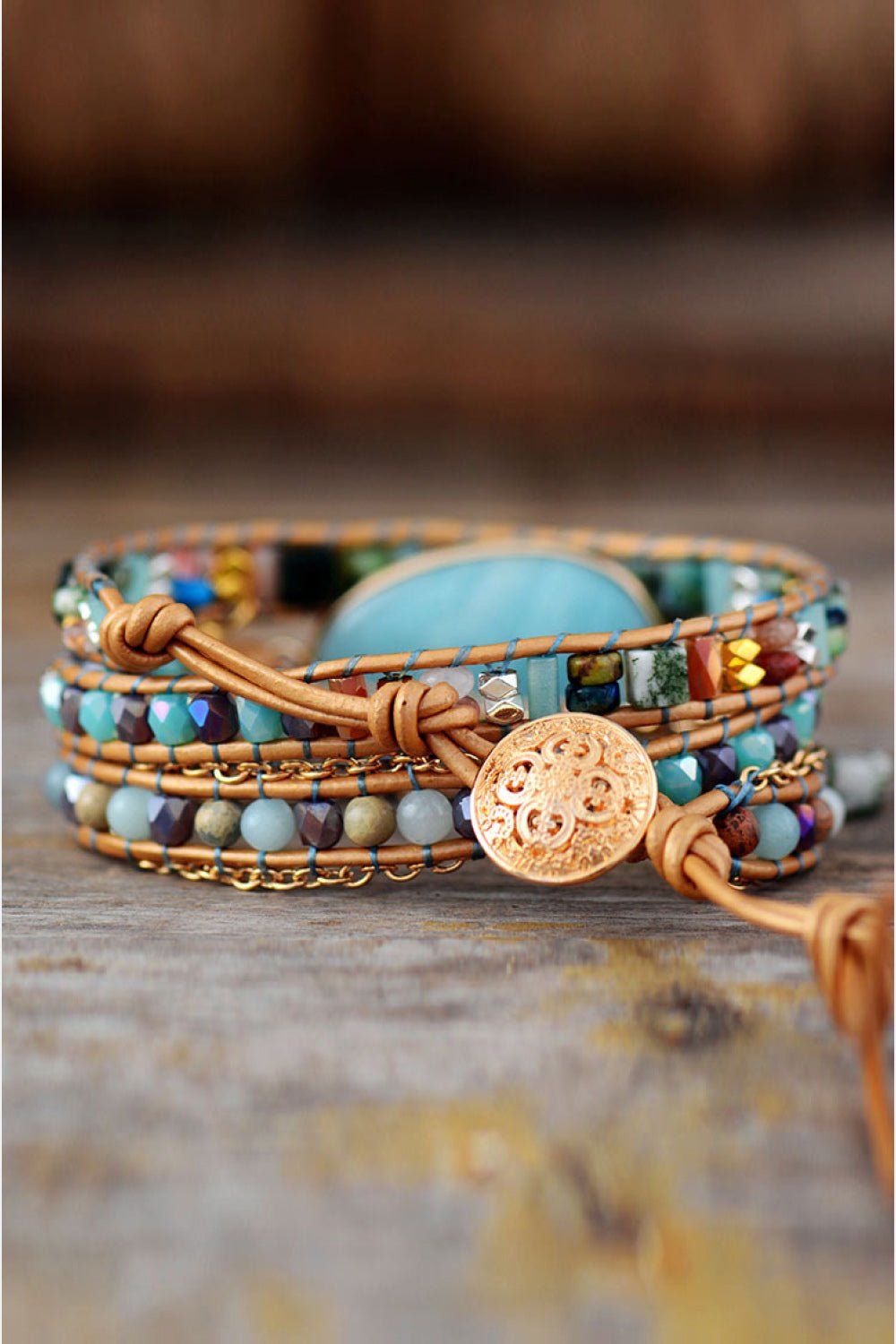 Handmade Natural Stone Beaded Triple Layer Bracelet - Coolpeacock