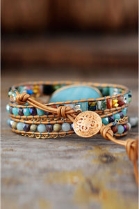 Handmade Natural Stone Beaded Triple Layer Bracelet - Coolpeacock
