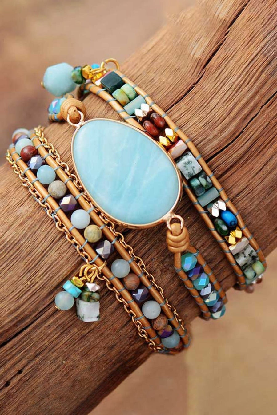 Handmade Natural Stone Beaded Triple Layer Bracelet - Coolpeacock
