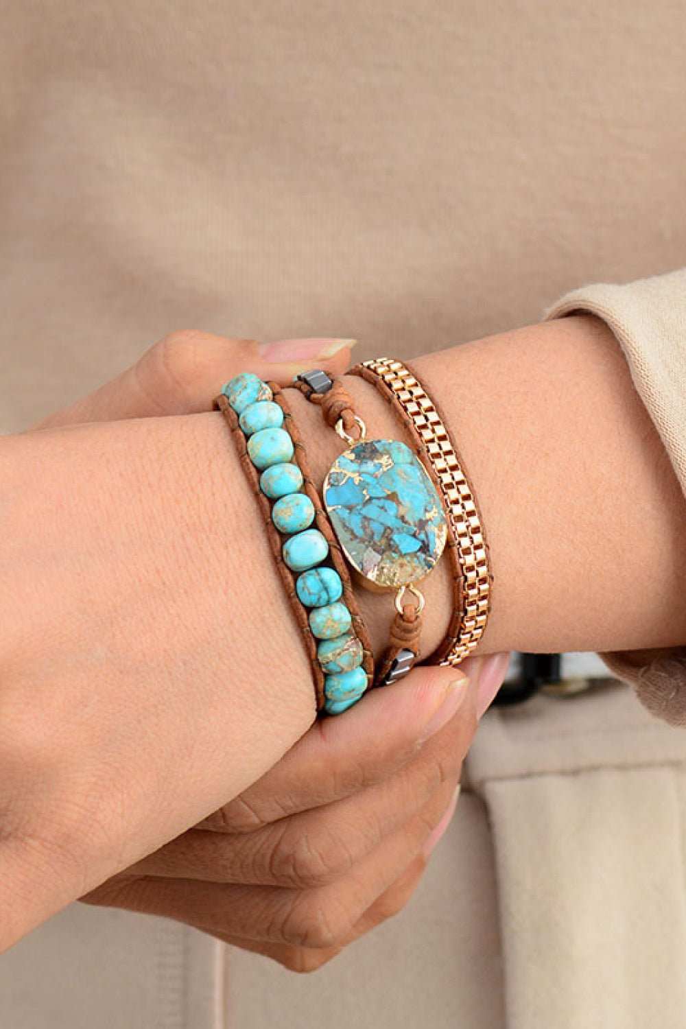 Handmade Natural Stone Copper Bracelet - Coolpeacock