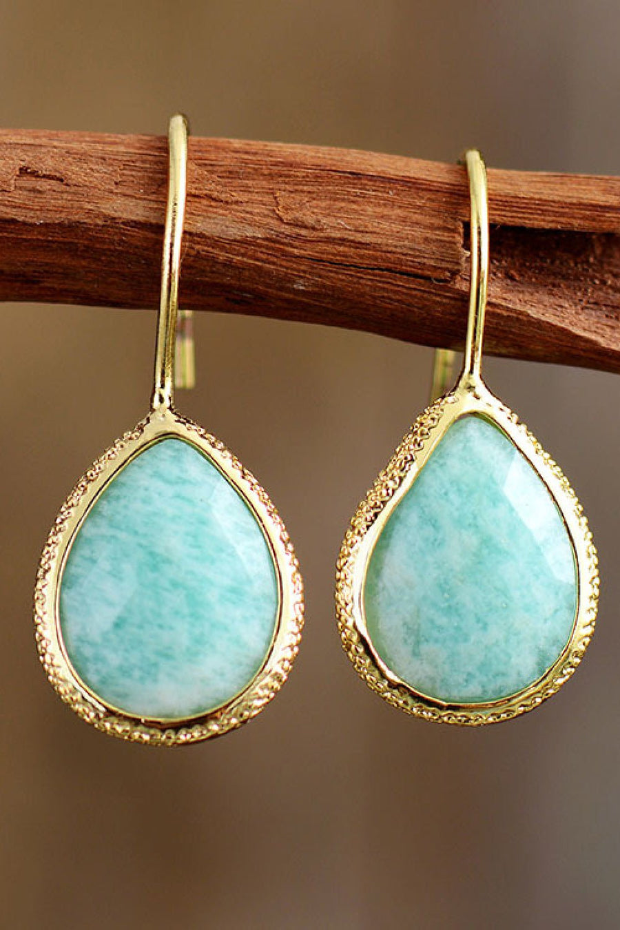 Handmade Natural Stone Teardrop Earrings - Coolpeacock
