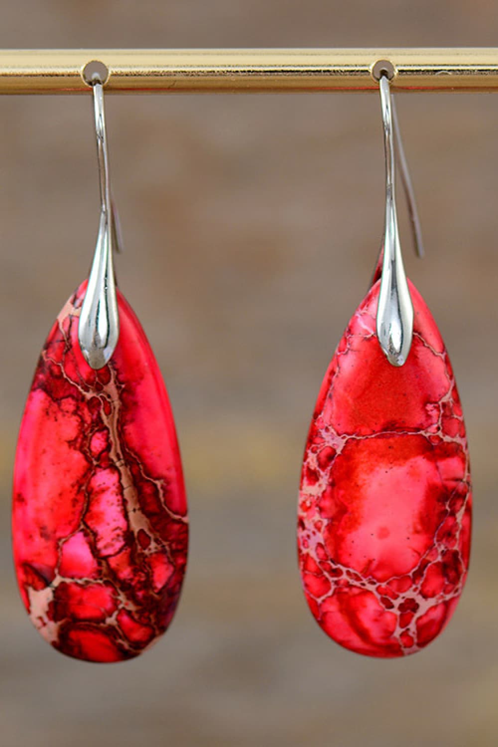 Handmade Teardrop Shape Natural Stone Dangle Earrings - Coolpeacock