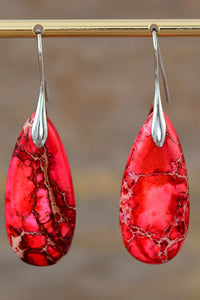 Handmade Teardrop Shape Natural Stone Dangle Earrings - Coolpeacock
