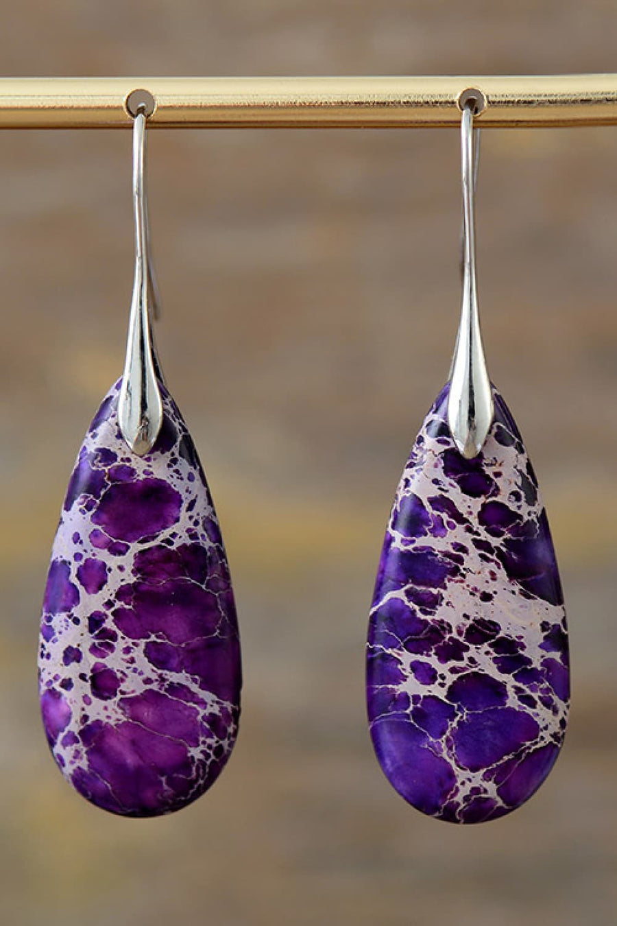 Handmade Teardrop Shape Natural Stone Dangle Earrings - Coolpeacock