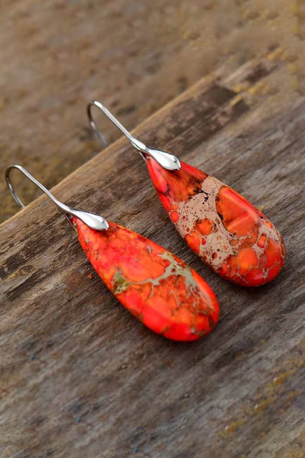 Handmade Teardrop Shape Natural Stone Dangle Earrings - Coolpeacock