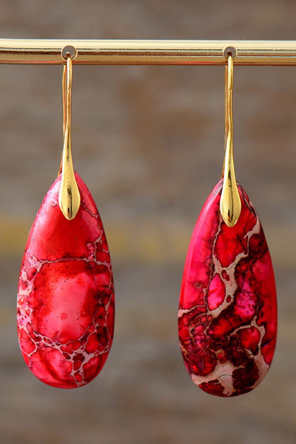 Handmade Teardrop Shape Natural Stone Dangle Earrings - Coolpeacock