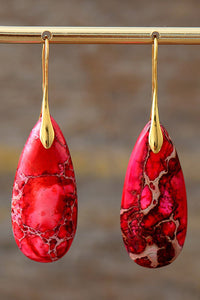 Handmade Teardrop Shape Natural Stone Dangle Earrings - Coolpeacock