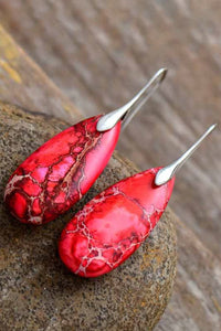 Handmade Teardrop Shape Natural Stone Dangle Earrings - Coolpeacock