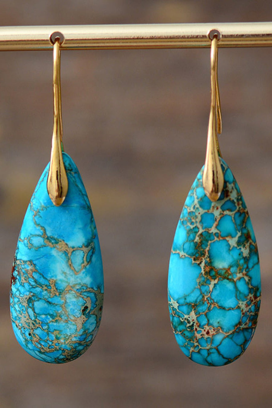 Handmade Teardrop Shape Natural Stone Dangle Earrings - Coolpeacock
