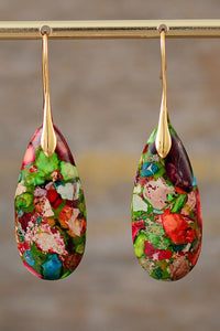 Handmade Teardrop Shape Natural Stone Dangle Earrings - Coolpeacock