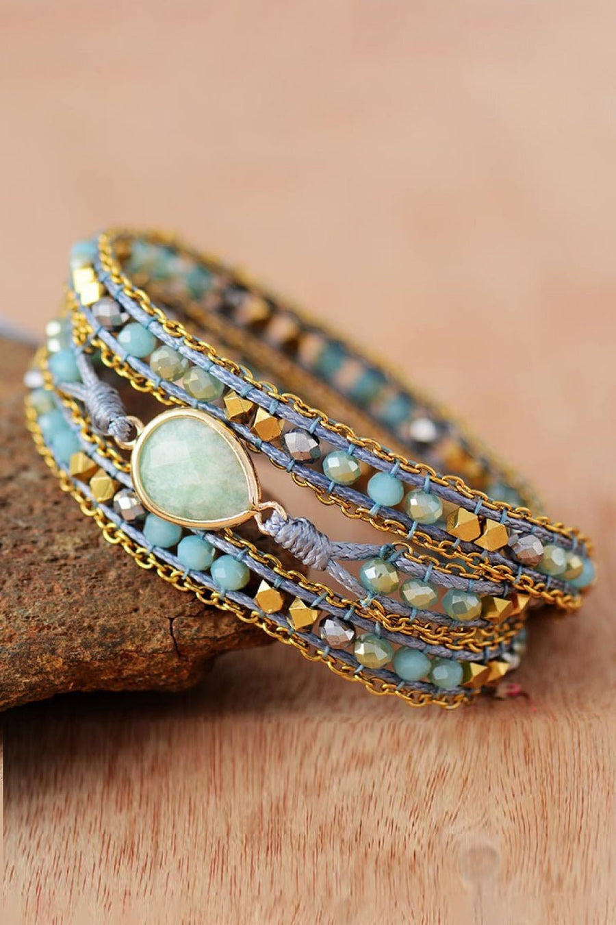 Handmade Teardrop Shape Triple Layer Beaded Bracelet - Coolpeacock