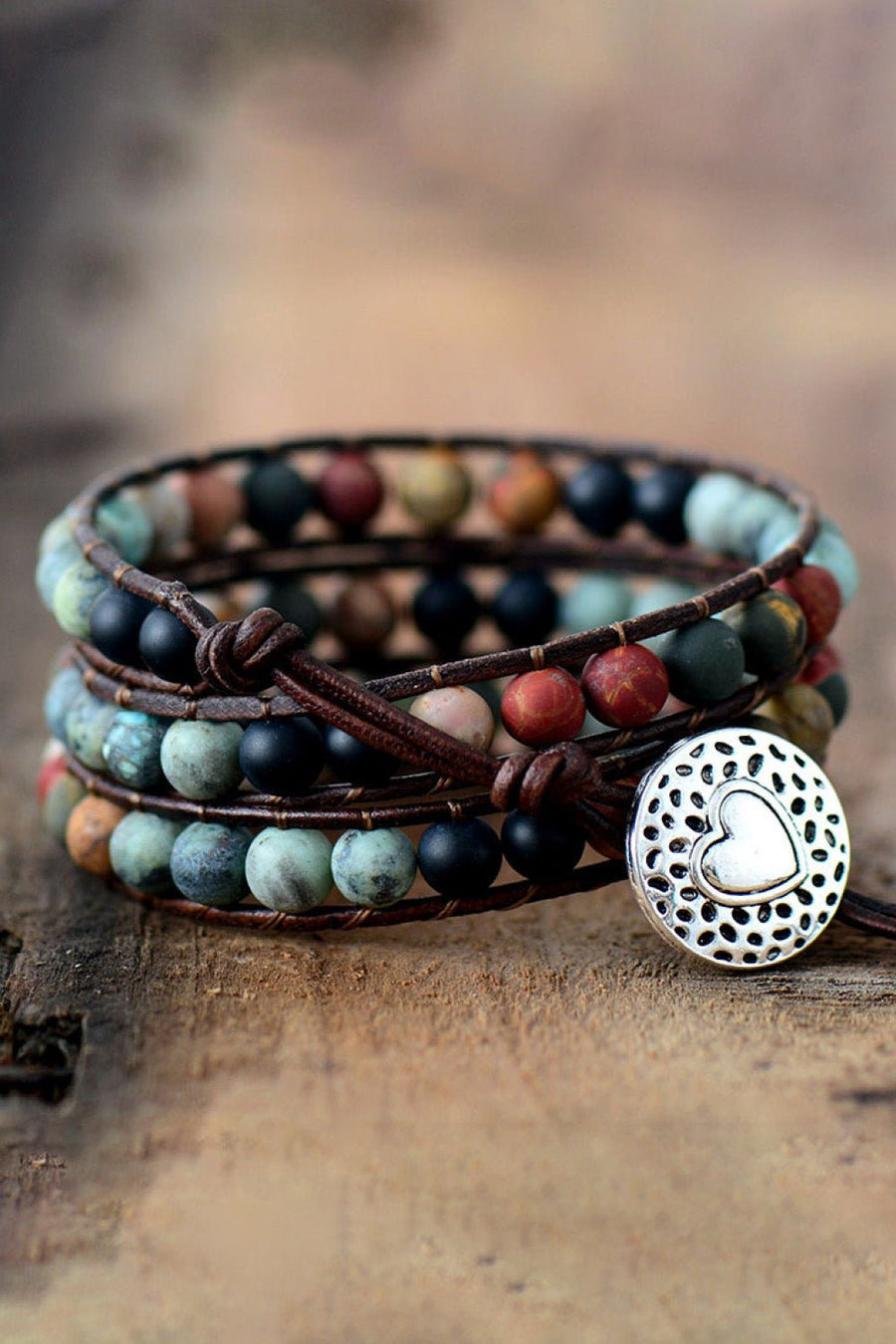Handmade Triple Layer Beaded Agate Bracelet - Coolpeacock