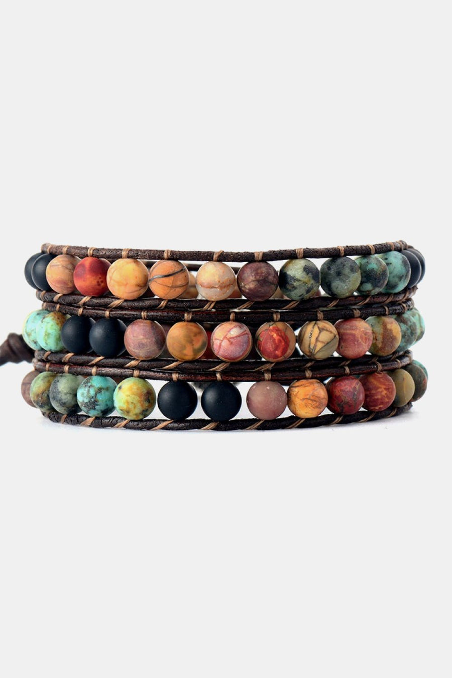 Handmade Triple Layer Beaded Agate Bracelet - Coolpeacock