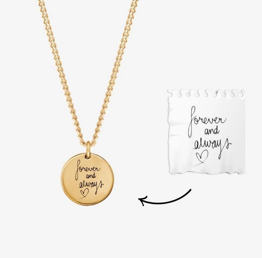 Handwritten Personalized Coin Necklace - Coolpeacock
