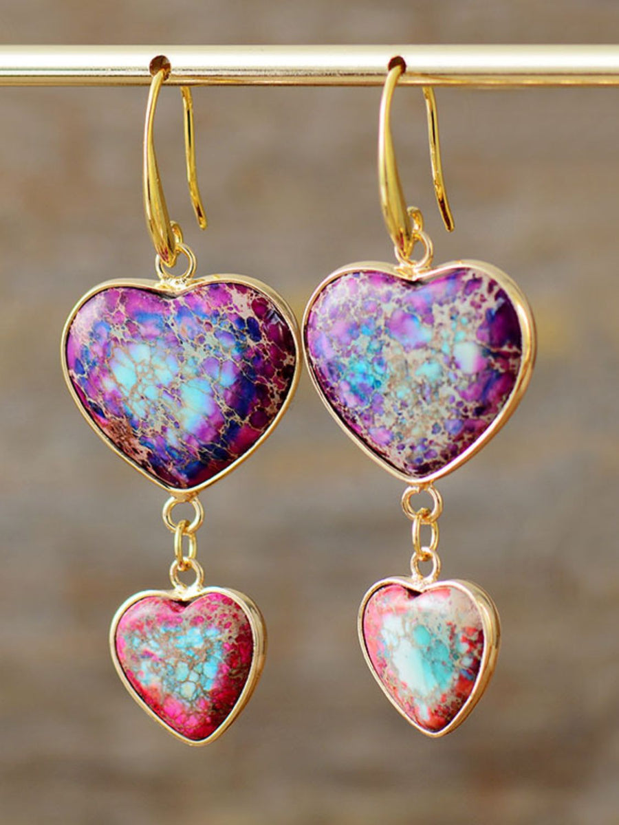 Heart Shape Imperial Jasper Dangle Earrings - Coolpeacock