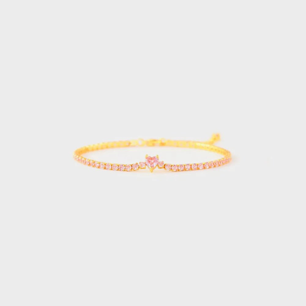 Heart Shape Inlaid Zircon 18K Gold - Plated Bracelet - Coolpeacock