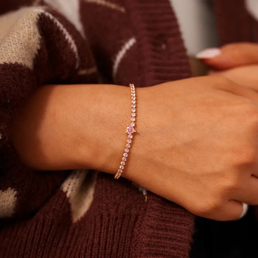 Heart Shape Inlaid Zircon 18K Gold - Plated Bracelet - Coolpeacock