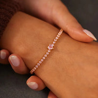 Heart Shape Inlaid Zircon 18K Gold - Plated Bracelet - Coolpeacock