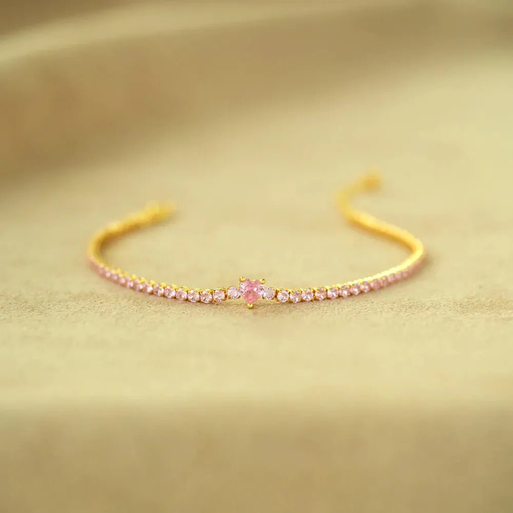 Heart Shape Inlaid Zircon 18K Gold - Plated Bracelet - Coolpeacock