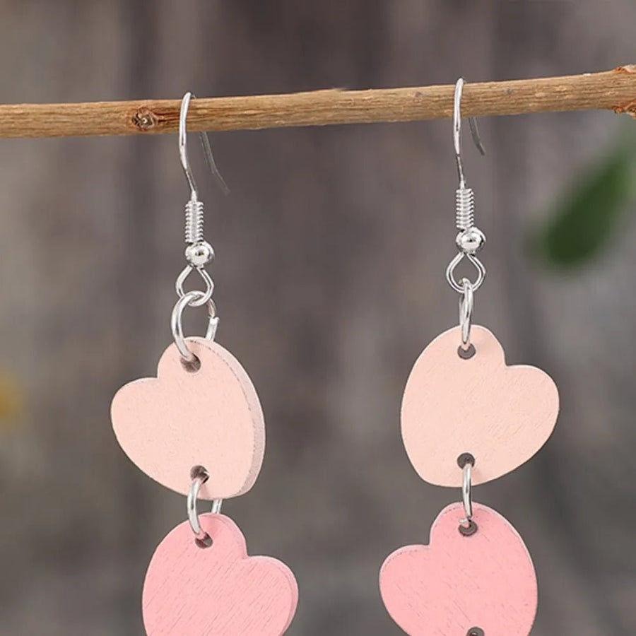 Heart Wood Dangle Earrings - Coolpeacock