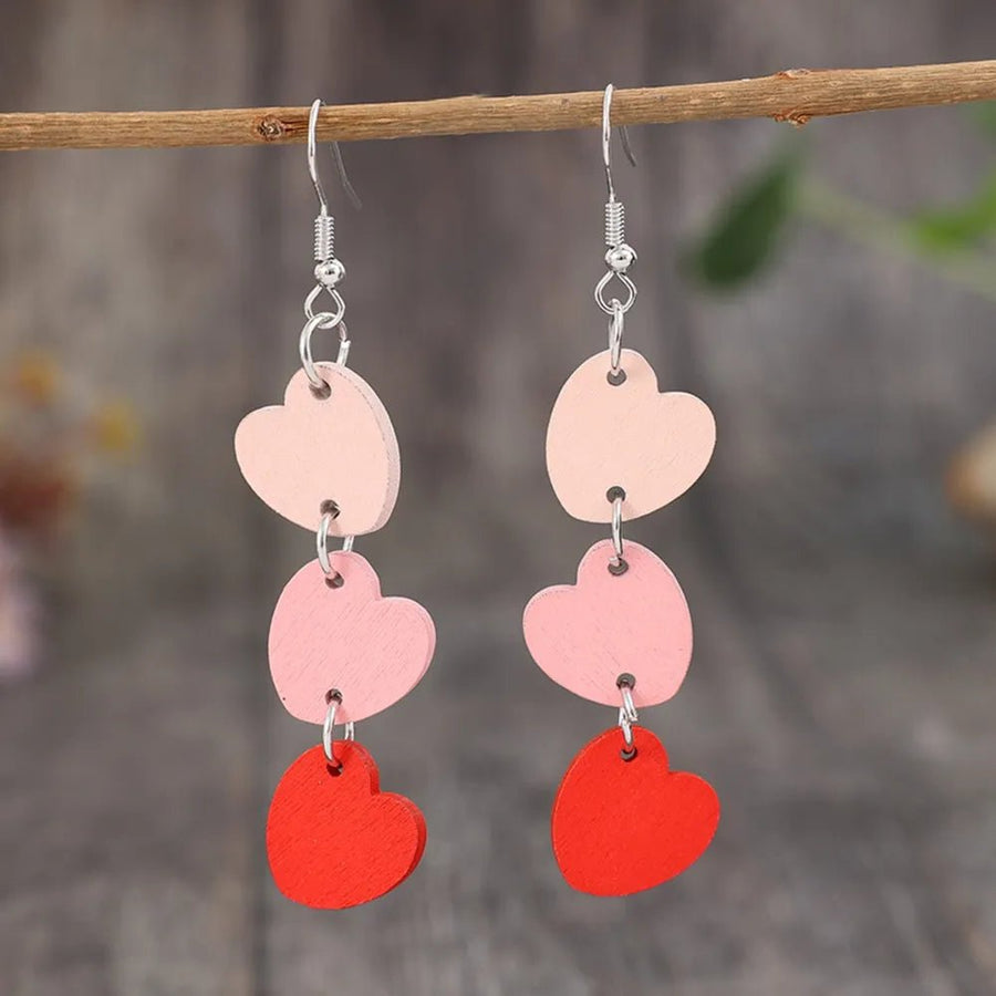 Heart Wood Dangle Earrings - Coolpeacock