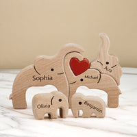 Holz - familien - elefant - puzzle Mit Individuellen Namen, Heimdekoration, Einweihungsgeschenke - Coolpeacock
