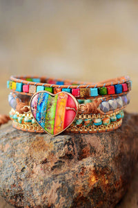 Imperial Jasper & Crystal Layered Bracelet - Coolpeacock