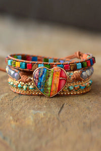 Imperial Jasper & Crystal Layered Bracelet - Coolpeacock