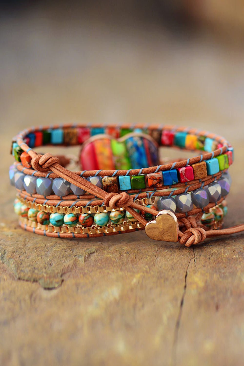 Imperial Jasper & Crystal Layered Bracelet - Coolpeacock
