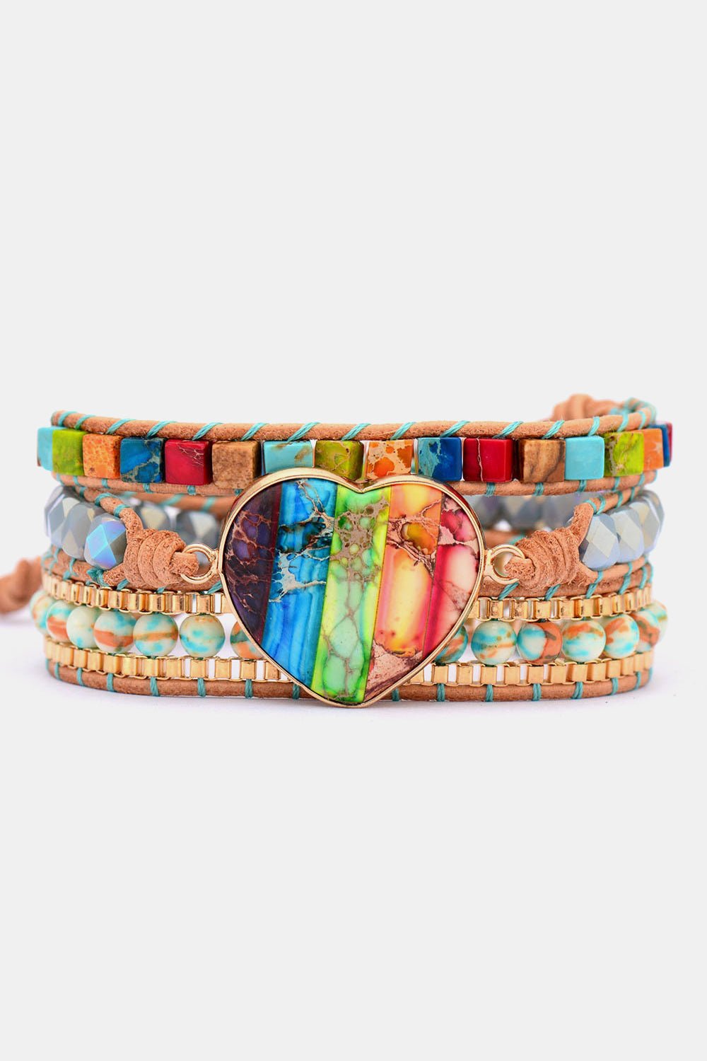 Imperial Jasper & Crystal Layered Bracelet - Coolpeacock