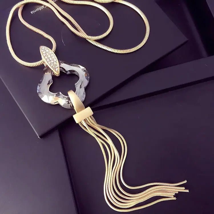 Lightweight Long Necklace with Crystals - Coolpeacock