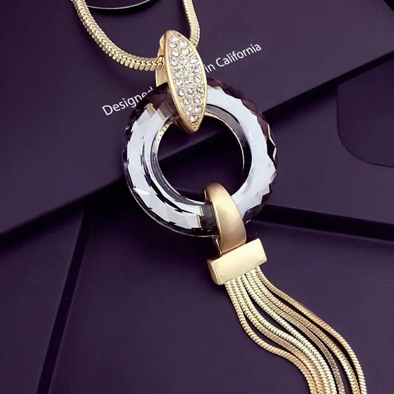 Lightweight Long Necklace with Crystals - Coolpeacock