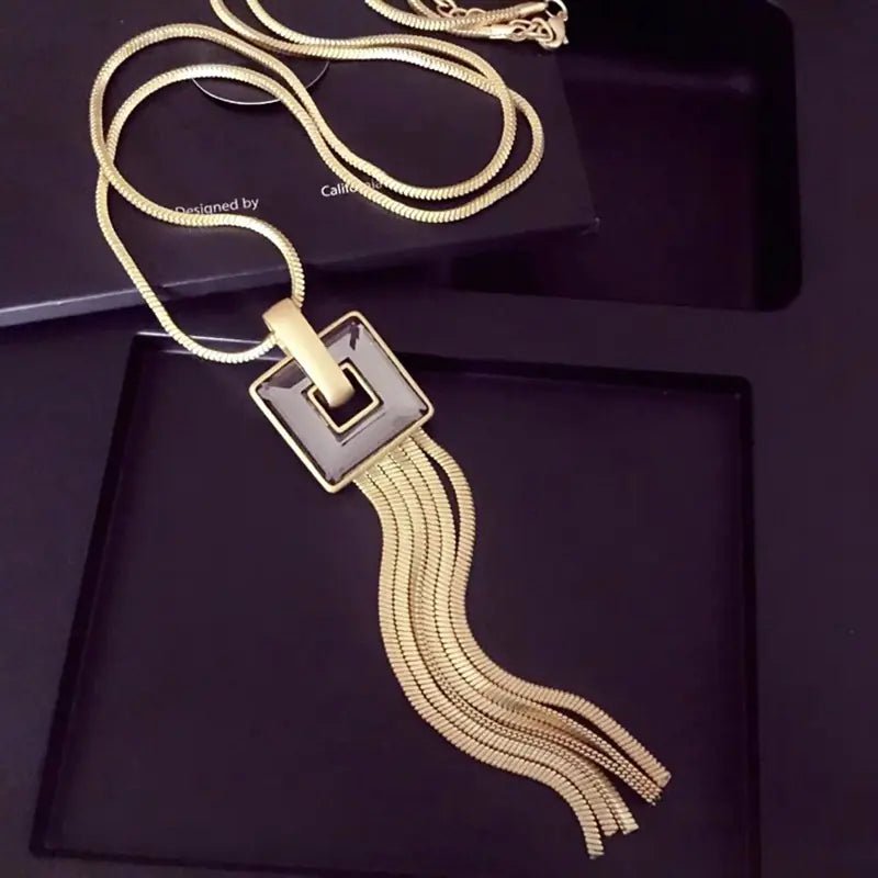 Lightweight Long Necklace with Crystals - Coolpeacock