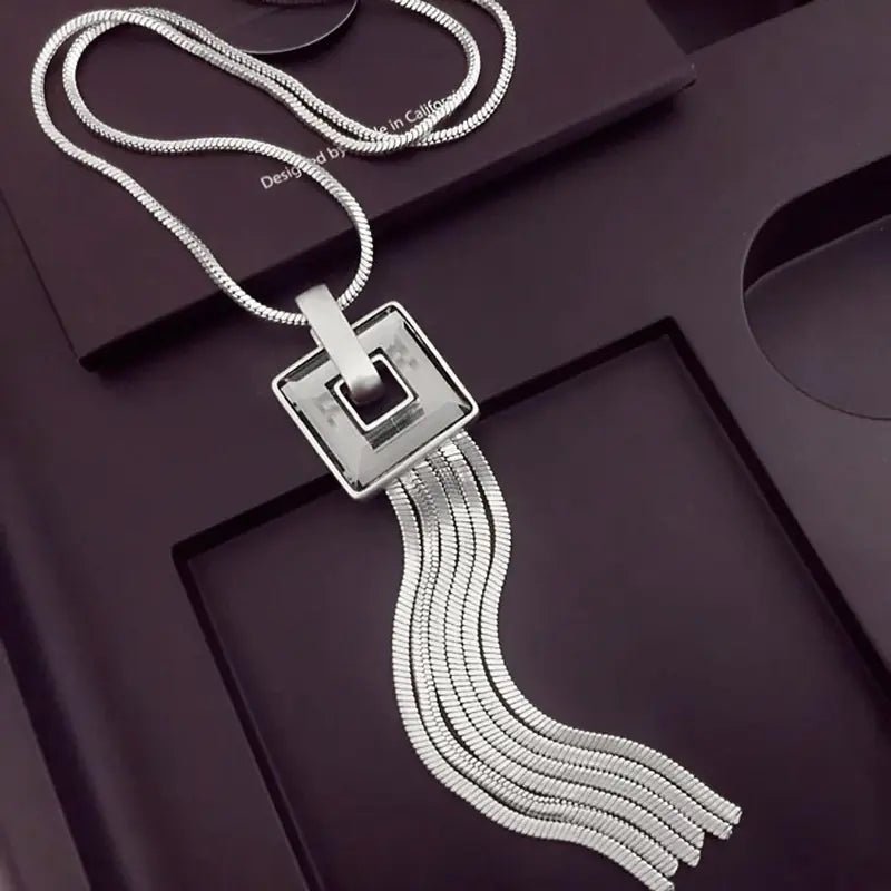 Lightweight Long Necklace with Crystals - Coolpeacock