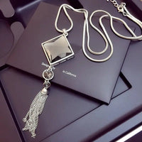 Lightweight Long Necklace with Crystals - Coolpeacock