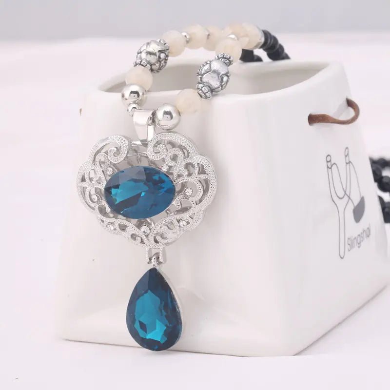 Lightweight Long Necklace with Crystals - Coolpeacock