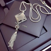 Lightweight Long Necklace with Crystals - Coolpeacock