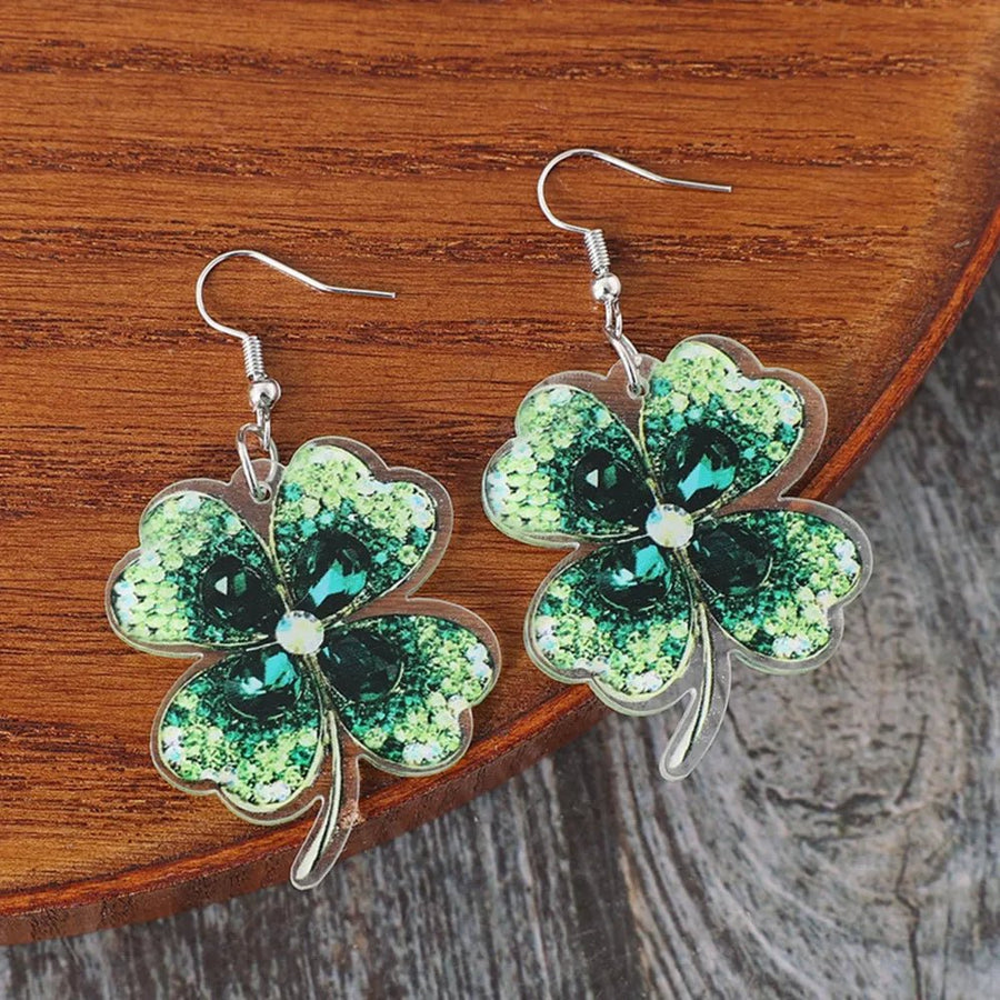 Lucky Clover Acrylic Dangle Earrings - Coolpeacock