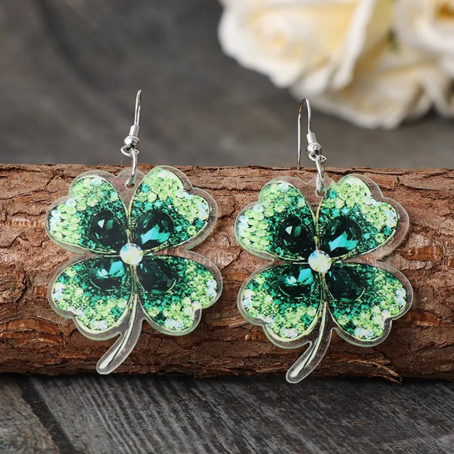 Lucky Clover Acrylic Dangle Earrings - Coolpeacock