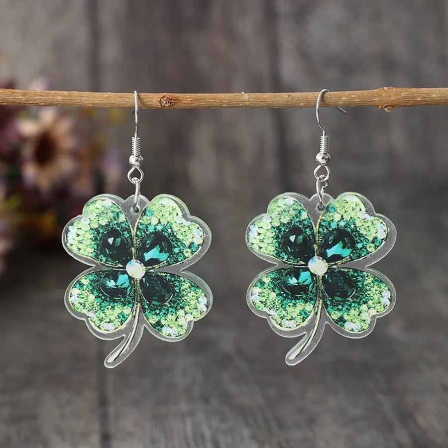 Lucky Clover Acrylic Dangle Earrings - Coolpeacock