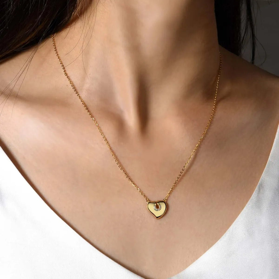 Moissanite 925 Sterling Silver Heart Necklace - Coolpeacock