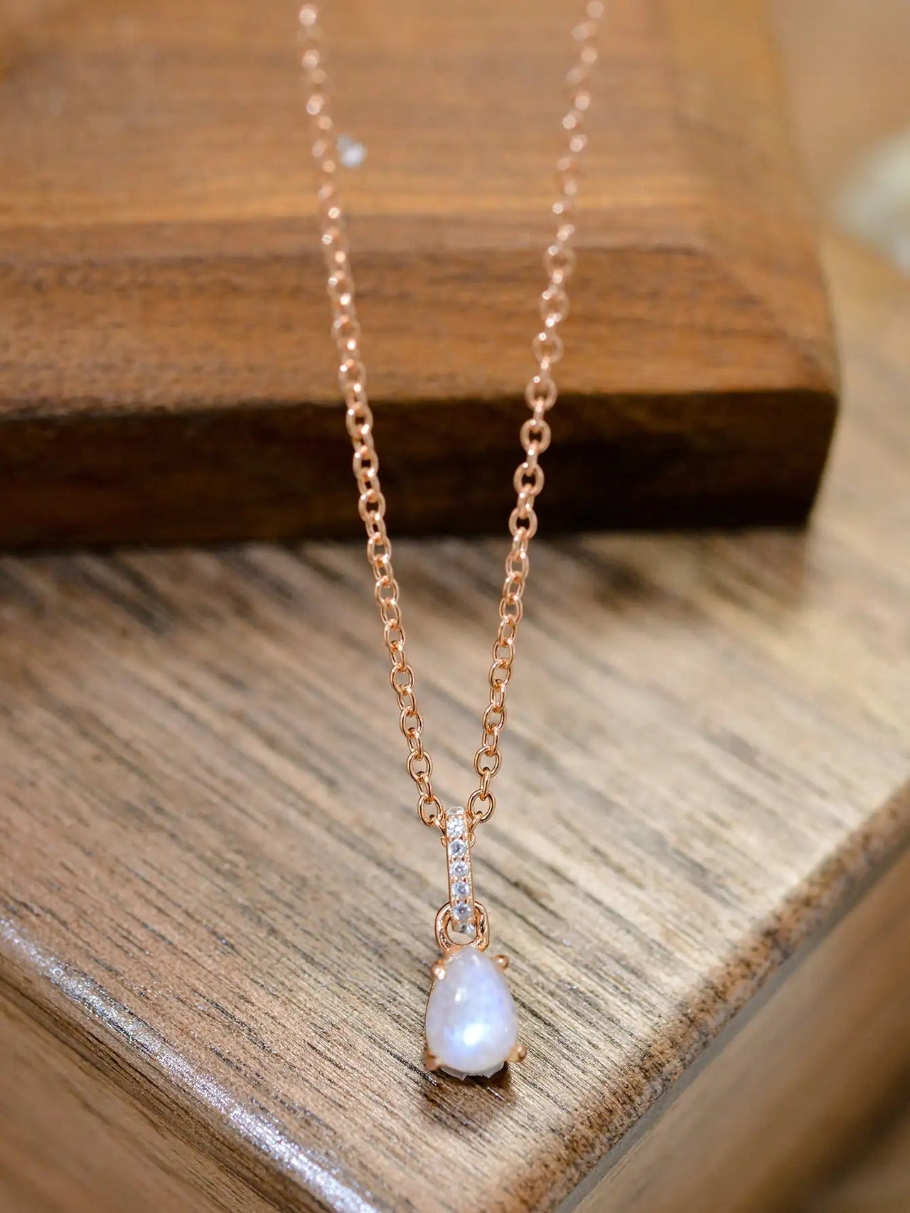 Moonstone Teardrop Pendant Necklace - Coolpeacock