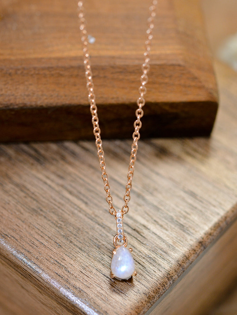 Moonstone Teardrop Pendant Necklace - Coolpeacock