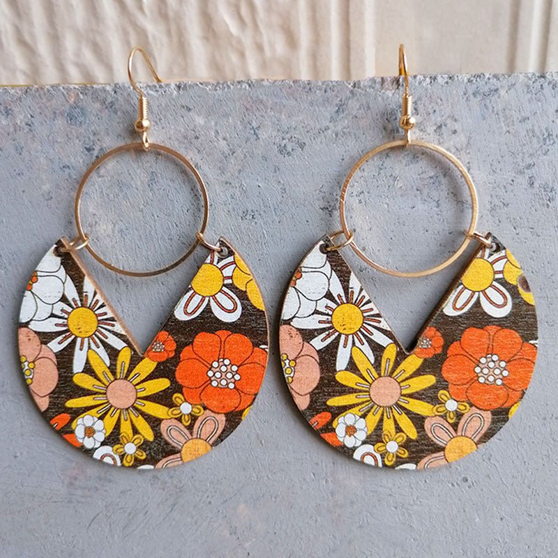 Ms.Pac - Man Shape Wooden Dangle Earrings - Coolpeacock