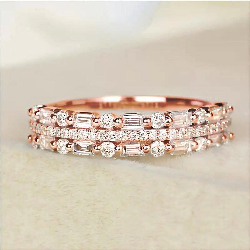 Multi - Layered Cubic Zirconia Rings | Elegant Stacking Rings - Coolpeacock